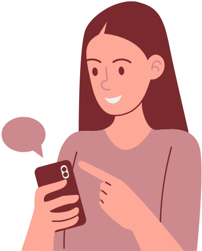 Imagem de um desenho de uma mulher com um smartphone